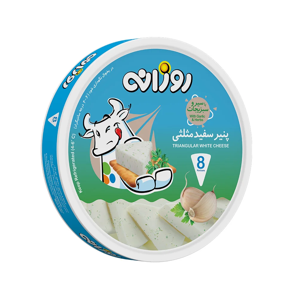 پنیر سفید مثلثی روزانه با طعم سیر و سبزیجات